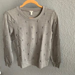 JCrew Fitted Grey Sweatshirt w/ Embellishments, Sm